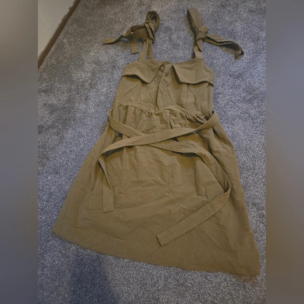 UNKNOWN BRAND Olive Green Midi Sun Dress Womens Size S